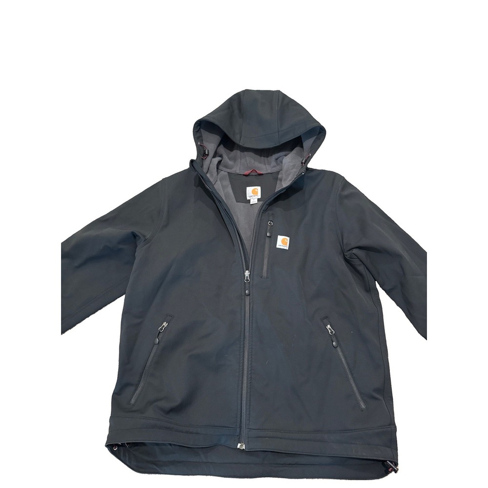 Men XL Carhartt 102200 Black Crowley Jacket Hooded Lined Rugged Work Cordura